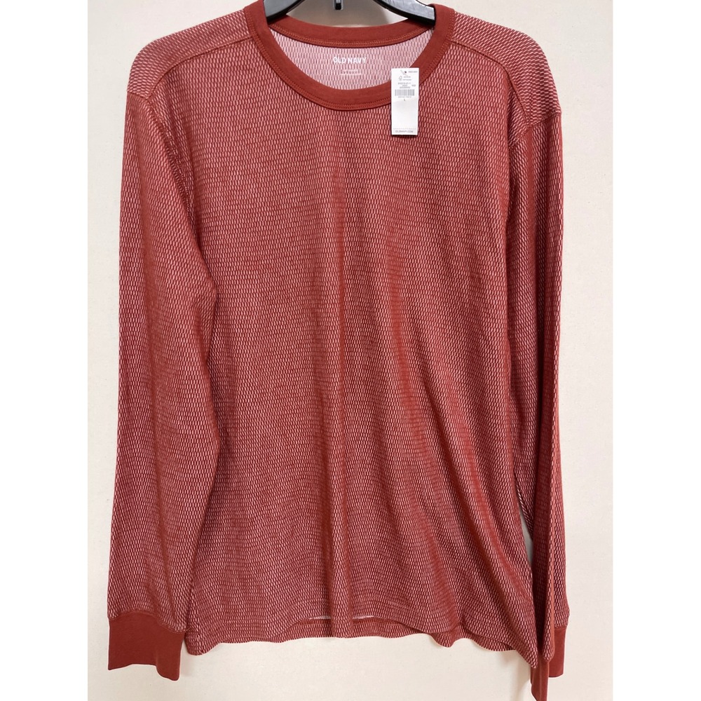 Old Navy Mens Soft Washed Thermal Long Sleeve Shirt Rust Orange Large NWT